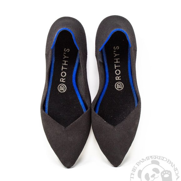 Rothys The Flat Women Size 9 Shoes Midnight Black Solid Round Toe Ballet Slip On - Picture 1 of 4